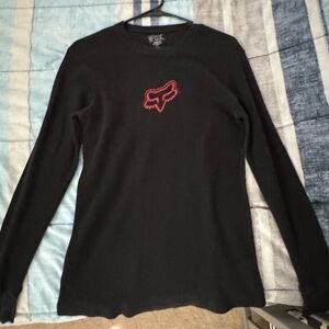 Fox Women's Black Long Sleeve Tee with Red Logo